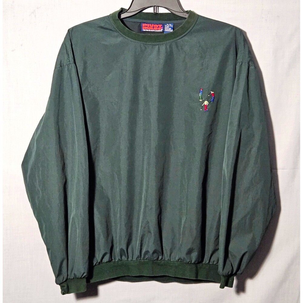 VTG 90s Pivot Rules Windbreaker Pullover Jacket Mens XL Green Golf Embroidered